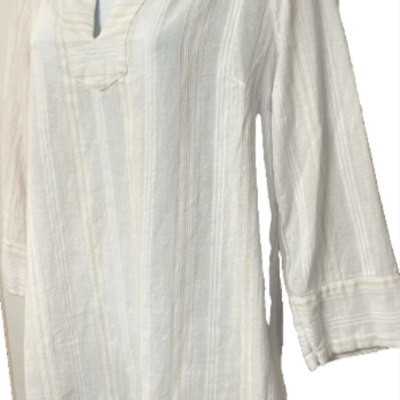 Merona Ladies Large Dual Color 3/4 Sleeve V Neck Cotton Blouse - Picture 2 of 13